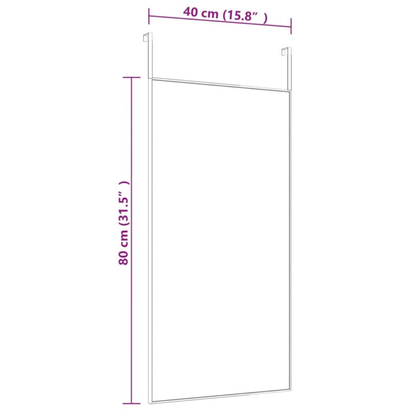 Ogledalo za vrata crno 40 x 80 cm od stakla i aluminija - Slika 4