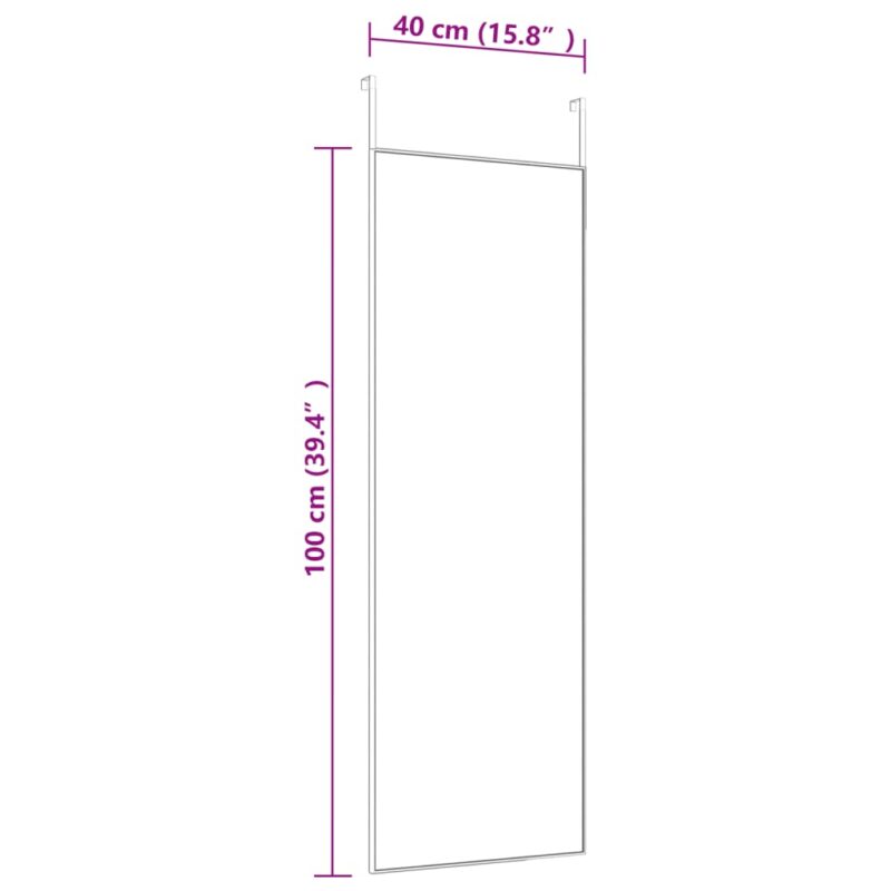 Ogledalo za vrata zlatno 40 x 100 cm od stakla i aluminija - Slika 4