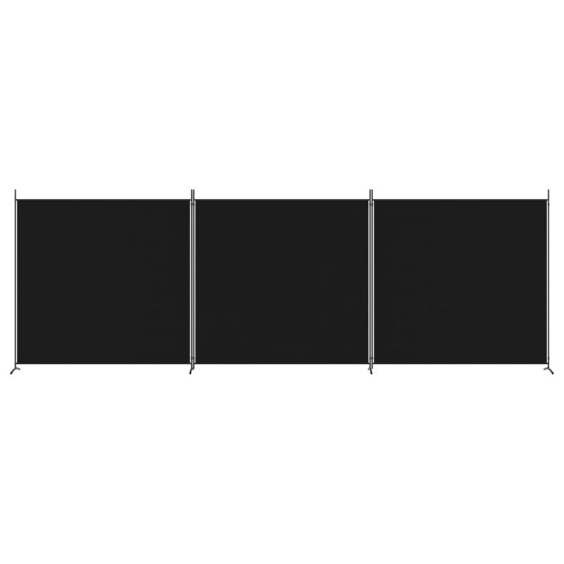 Sobna pregrada s 3 panela crna 525x180 cm od tkanine - Slika 3