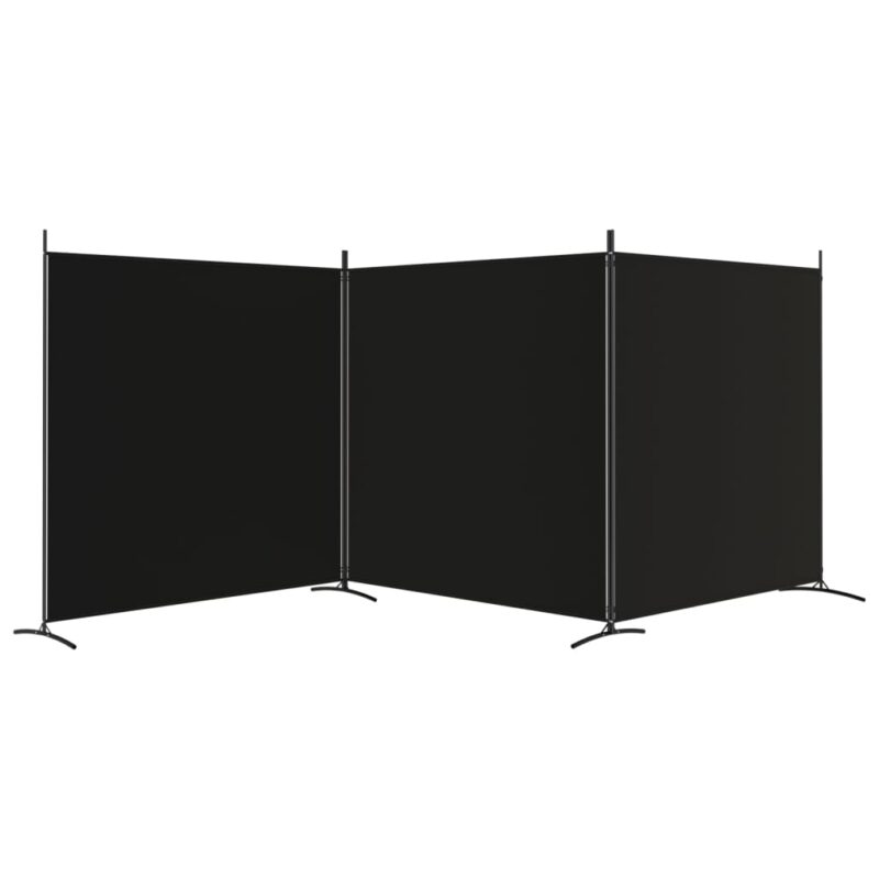 Sobna pregrada s 3 panela crna 525x180 cm od tkanine - Slika 4
