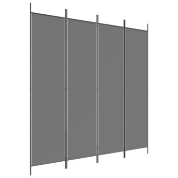 Sobna pregrada s 4 panela antracit 200 x 200 cm od tkanine