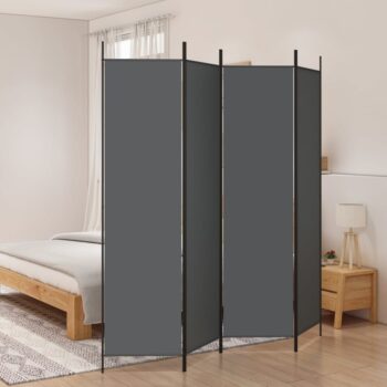 Sobna pregrada s 4 panela antracit 200 x 200 cm od tkanine
