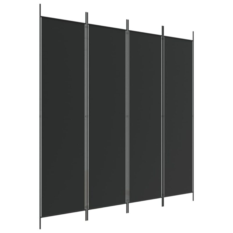 Sobna pregrada s 4 panela crna 200 x 200 cm od tkanine