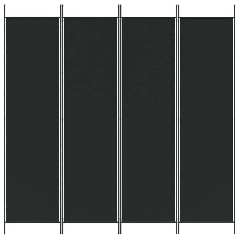 Sobna pregrada s 4 panela crna 200 x 200 cm od tkanine - Slika 3