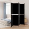 Sobna pregrada s 4 panela crna 200 x 220 cm od tkanine