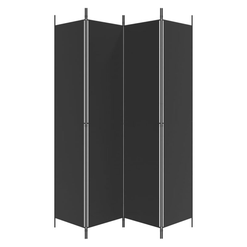 Sobna pregrada s 4 panela crna 200 x 220 cm od tkanine - Slika 4