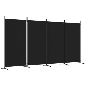 Sobna pregrada s 4 panela crna 346x180 cm od tkanine