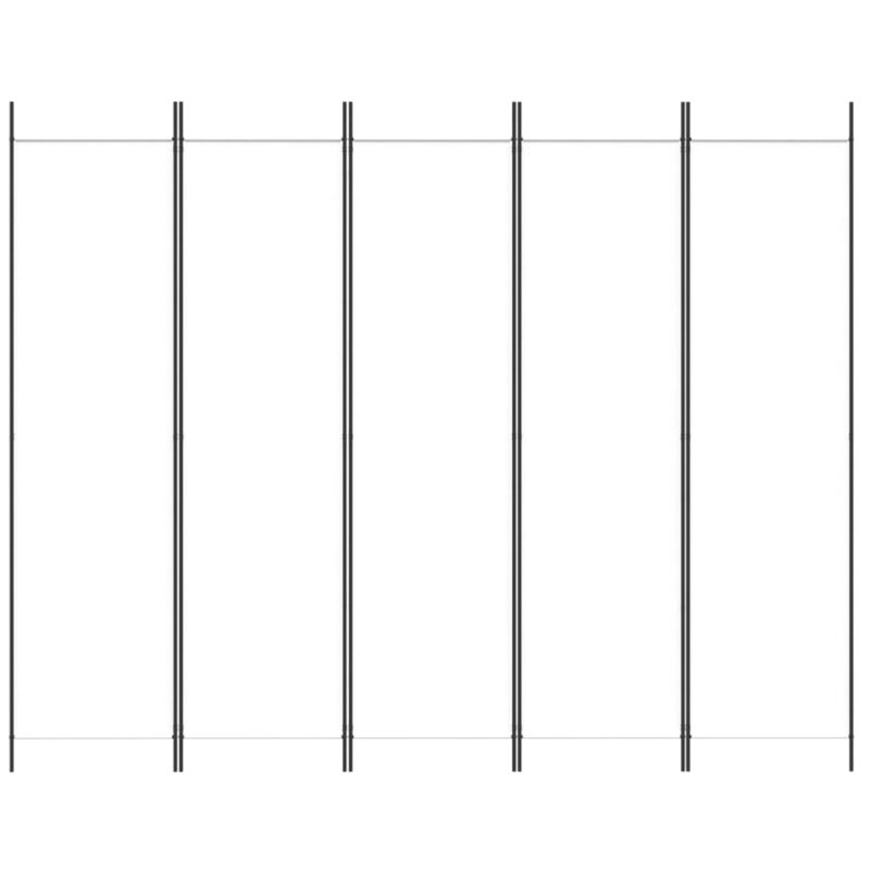 Sobna pregrada s 5 panela bijela 250 x 200 cm od tkanine - Slika 3