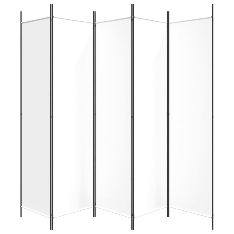 Sobna pregrada s 5 panela bijela 250 x 200 cm od tkanine - Slika 4