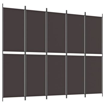 Sobna pregrada s 5 panela smeđa 250 x 200 cm od tkanine