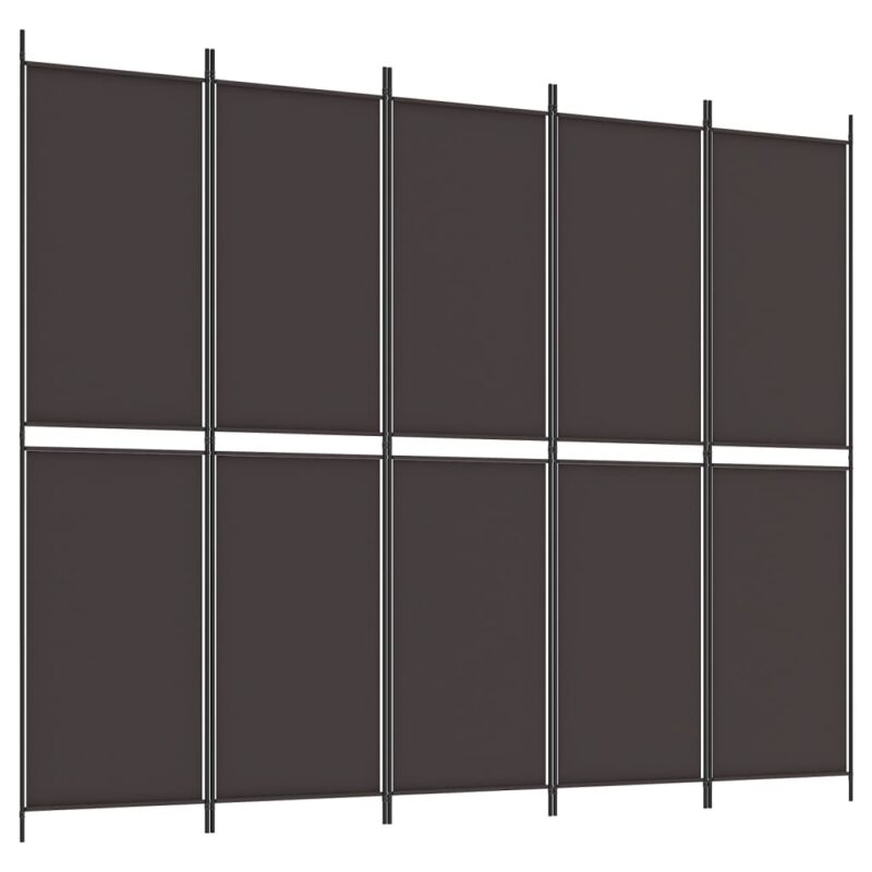 Sobna pregrada s 5 panela smeđa 250 x 200 cm od tkanine