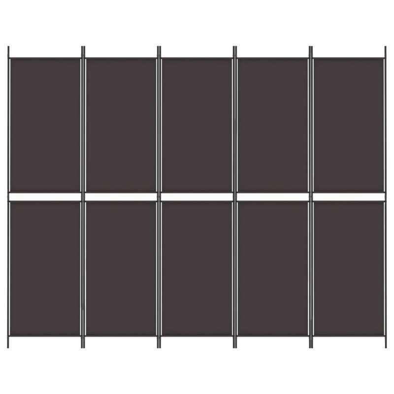 Sobna pregrada s 5 panela smeđa 250 x 200 cm od tkanine - Slika 3
