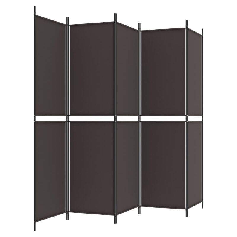 Sobna pregrada s 5 panela smeđa 250 x 200 cm od tkanine - Slika 4