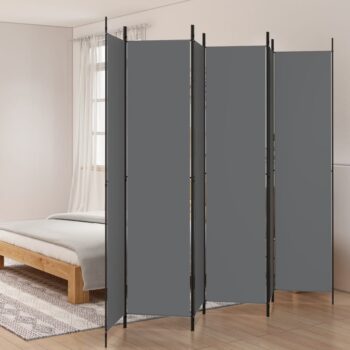 Sobna pregrada s 6 panela antracit 300 x 220 cm od tkanine