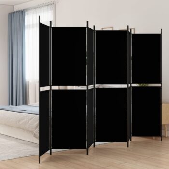 Sobna pregrada s 6 panela crna 300x200 cm od tkanine