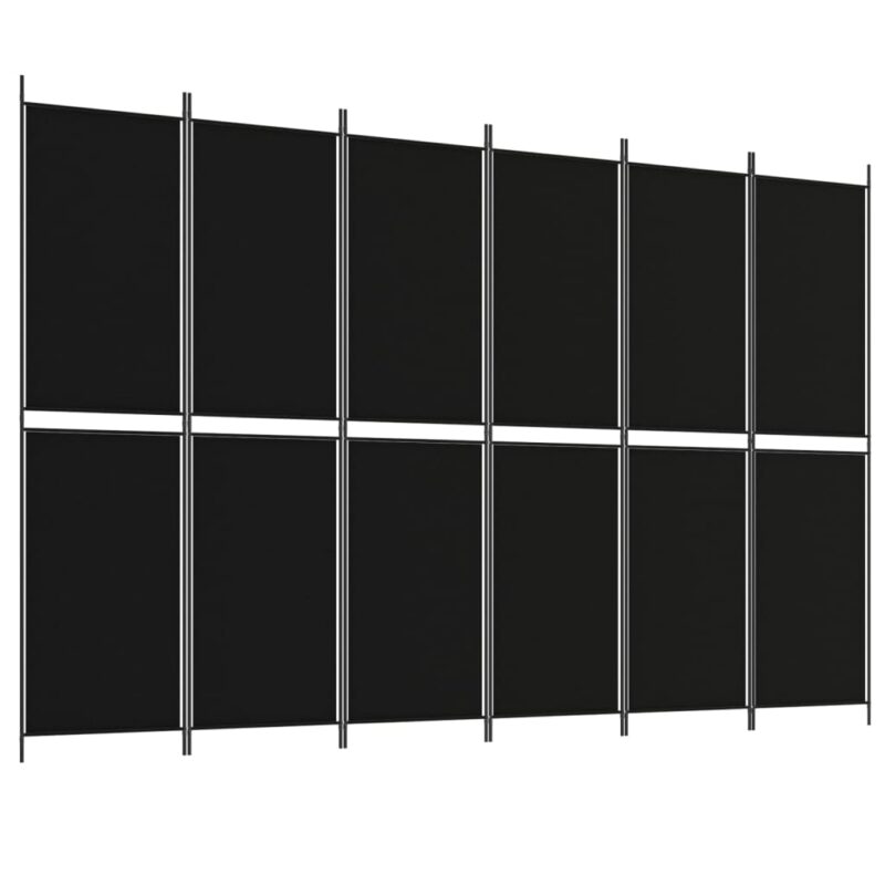 Sobna pregrada s 6 panela crna 300x200 cm od tkanine