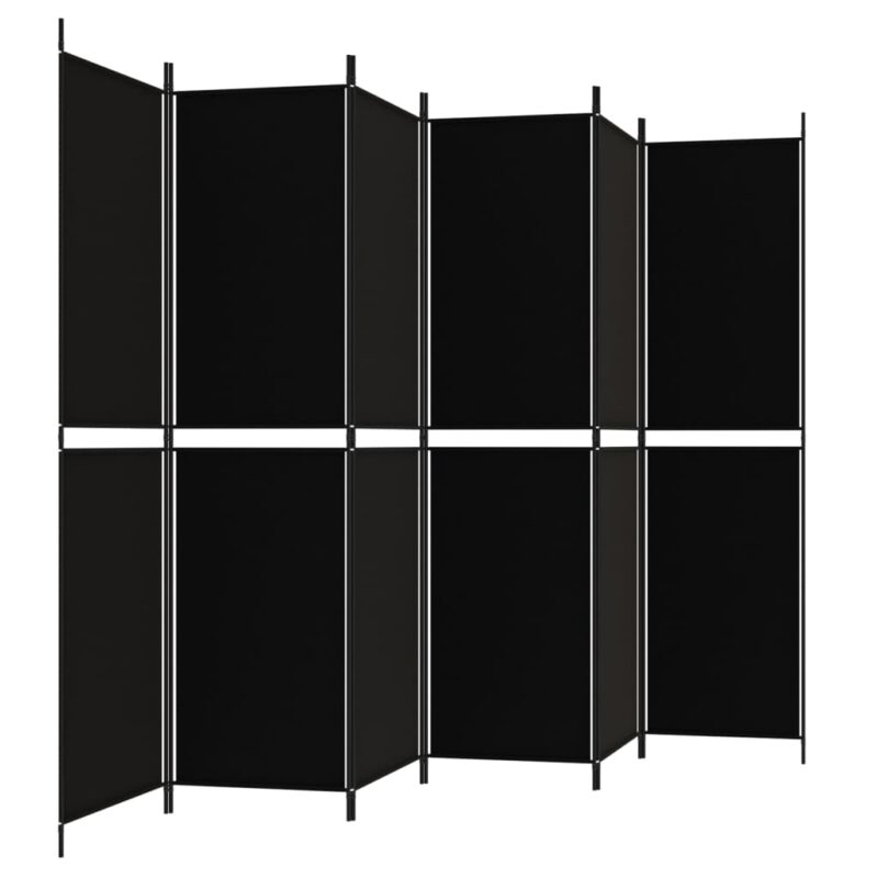 Sobna pregrada s 6 panela crna 300x200 cm od tkanine - Slika 4