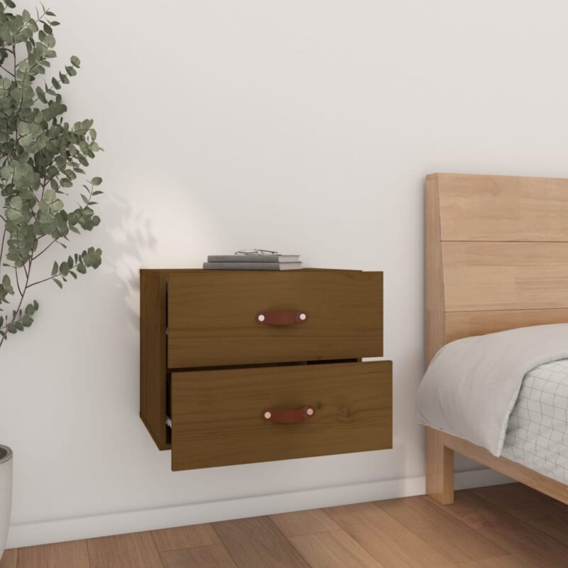Zidni noćni ormarići 2 kom Smeđa boja meda 50x36x40 cm - Slika 3
