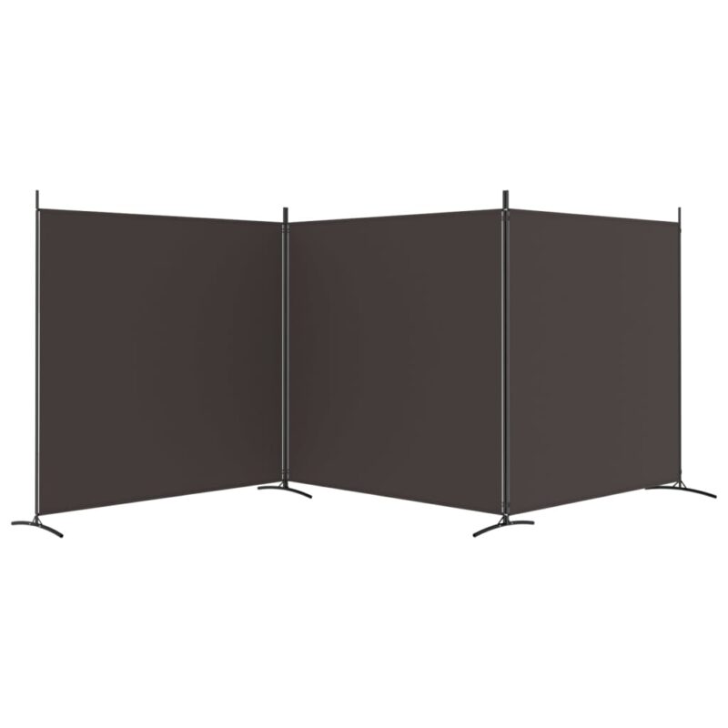Sobna pregrada s 3 panela smeđa 525 x 180 cm od tkanine - Slika 4