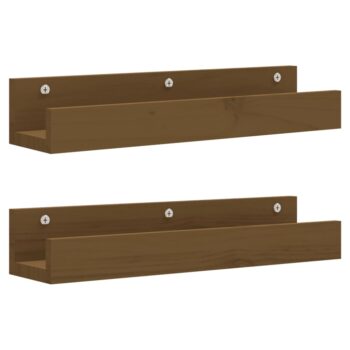 Zidne police 2 kom boja meda 50 x 12 x 9 cm od masivne borovine