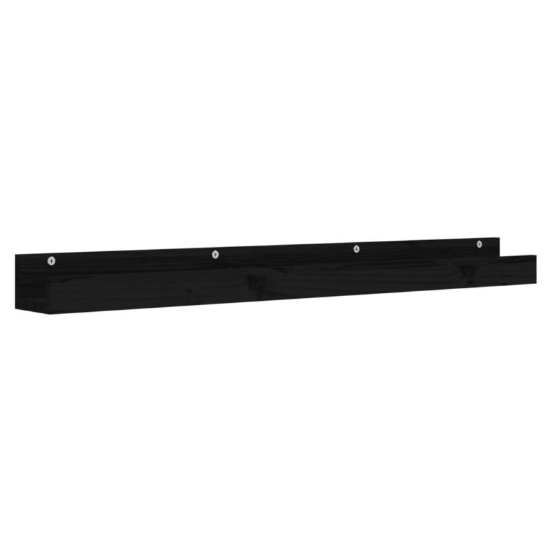 Zidne police 2 kom crne 110 x 12 x 9 cm od masivne borovine - Slika 3