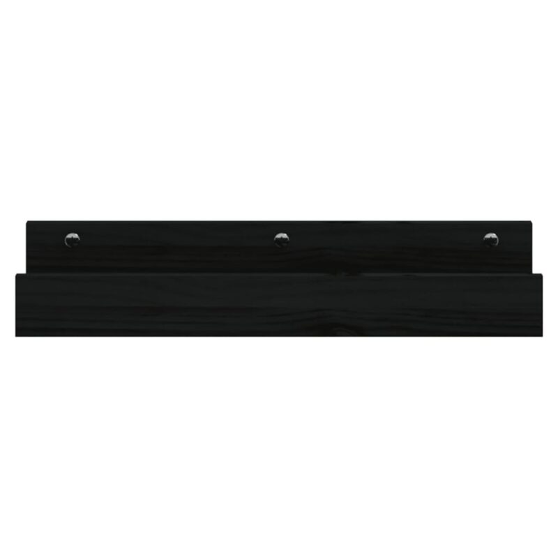 Zidne police 2 kom crne 50 x 12 x 9 cm od masivne borovine - Slika 4