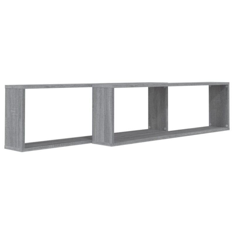 Kockaste zidne police 2 kom boja hrasta 100 x 15 x 30 cm drvene - Slika 3