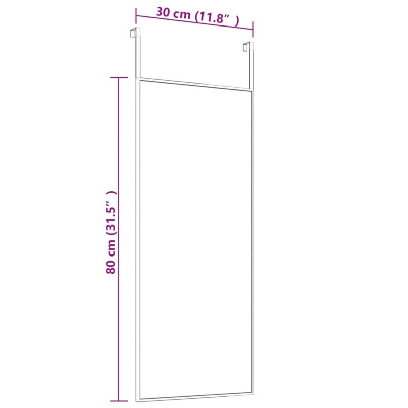 Ogledalo za vrata zlatno 30 x 80 cm od stakla i aluminija - Slika 4