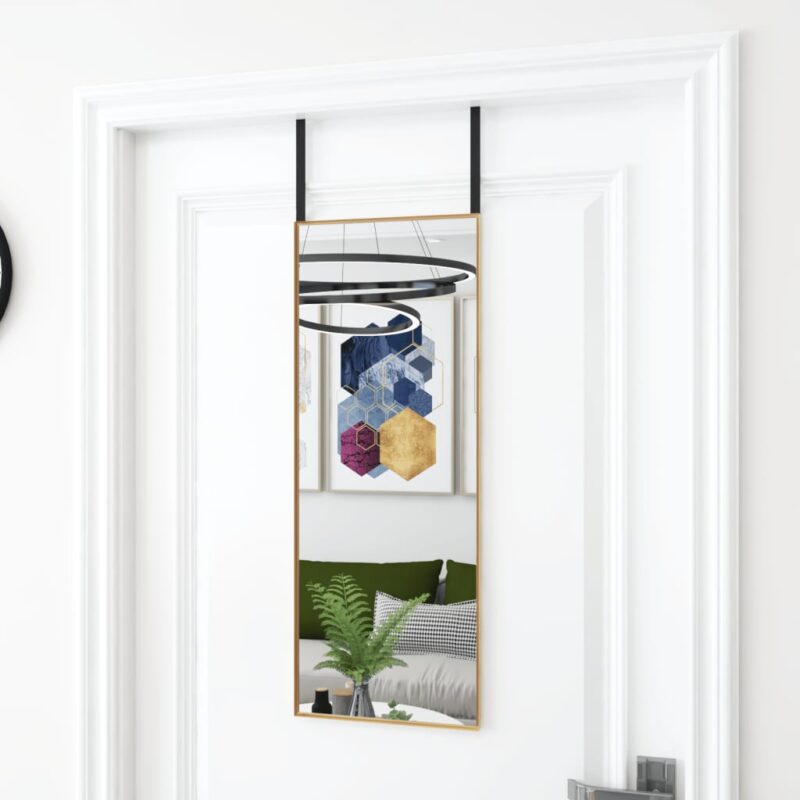 Ogledalo za vrata zlatno 30 x 80 cm od stakla i aluminija
