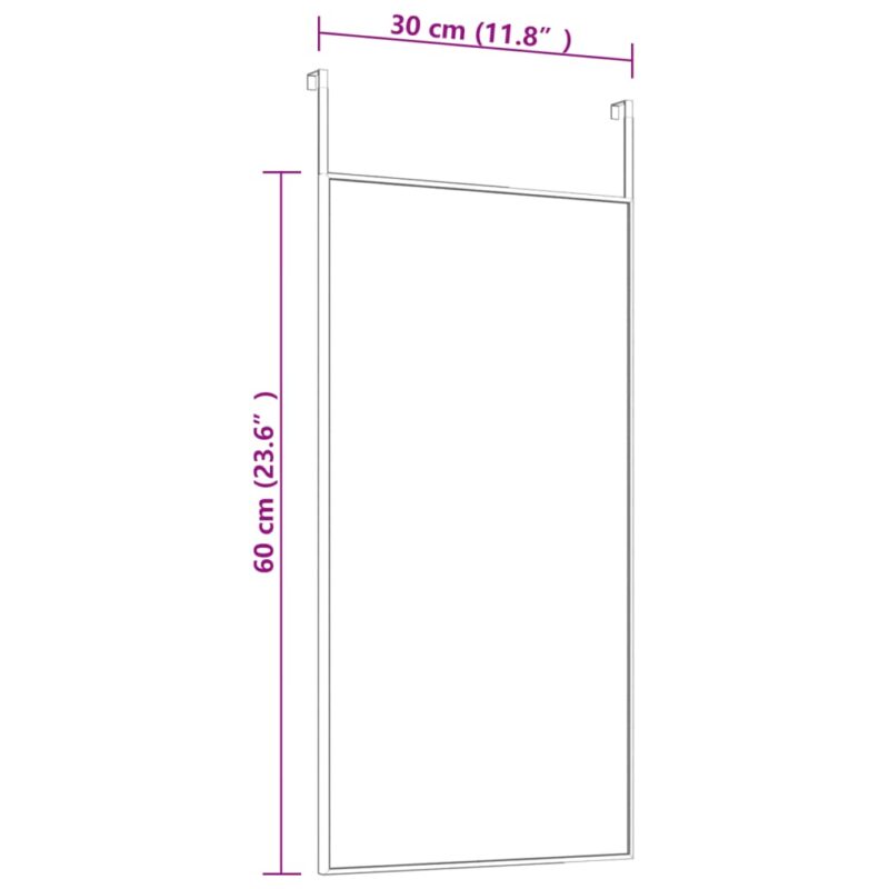 Ogledalo za vrata zlatno 30x60 cm od stakla i aluminija - Slika 4