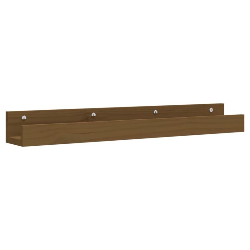 Zidne police 2 kom boja meda 80x12x9 cm od masivne borovine - Slika 3