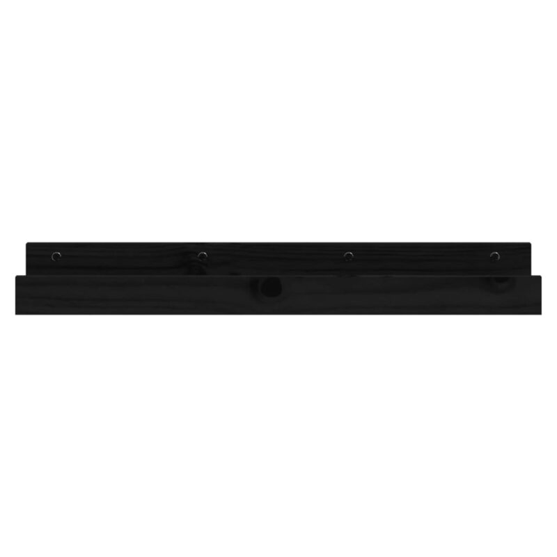 Zidne police 2 kom crne 80x12x9 cm od masivne borovine - Slika 4