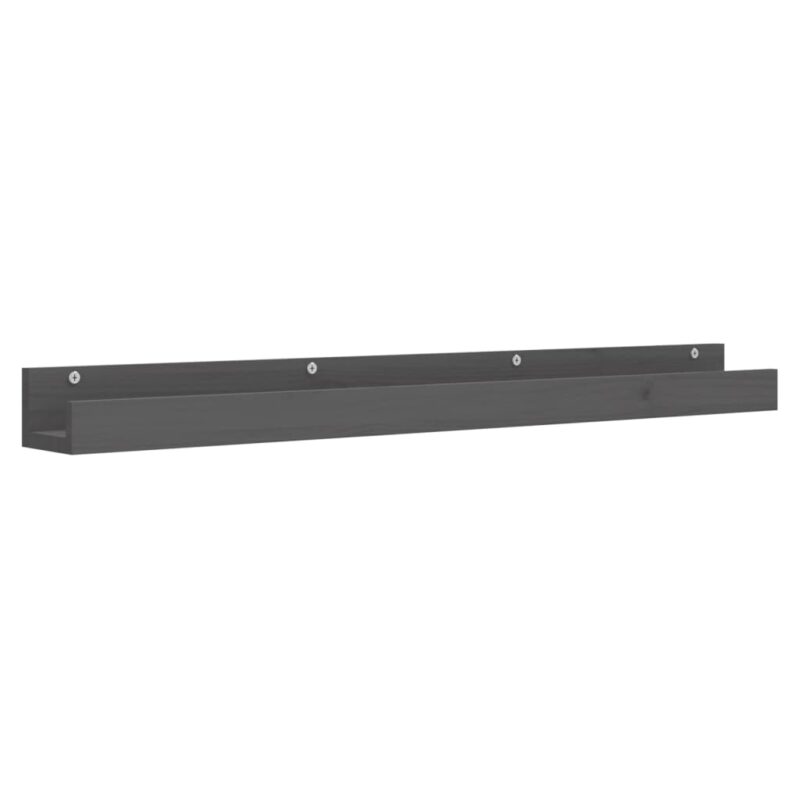 Zidne police 2 kom sive 110x12x9 cm od masivne borovine - Slika 3