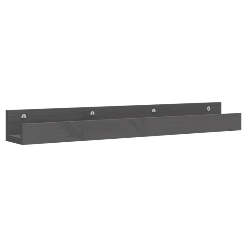 Zidne police 2 kom sive 80x12x9 cm od masivne borovine - Slika 3