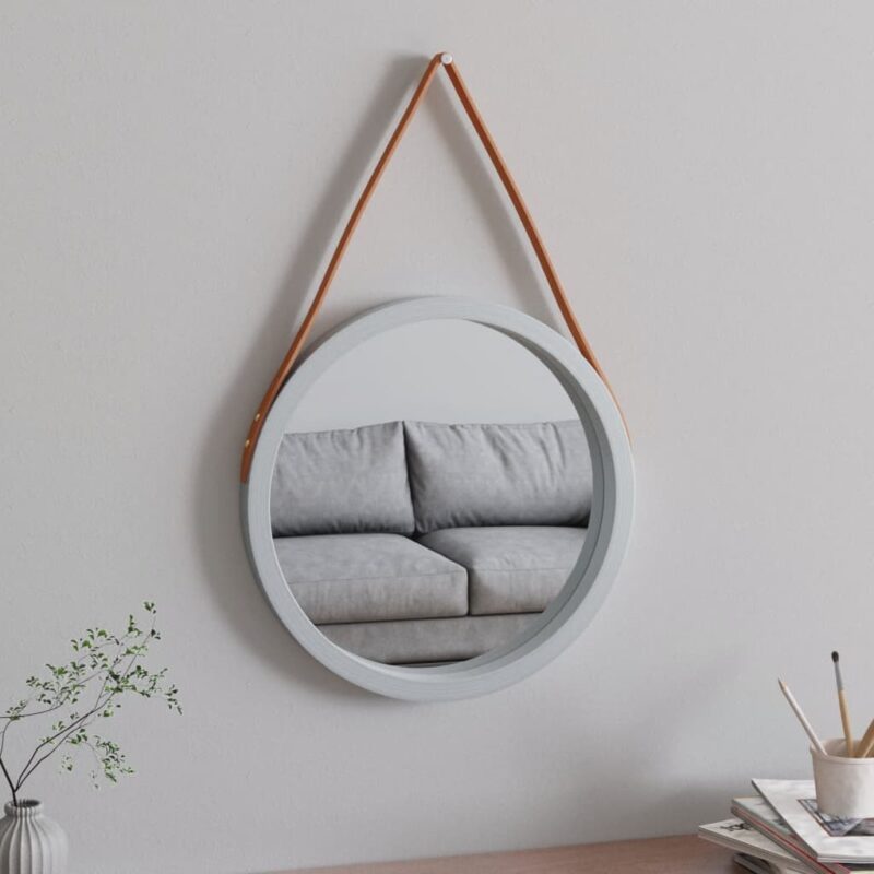 Zidno ogledalo s trakom Srebrna Ø 45 cm