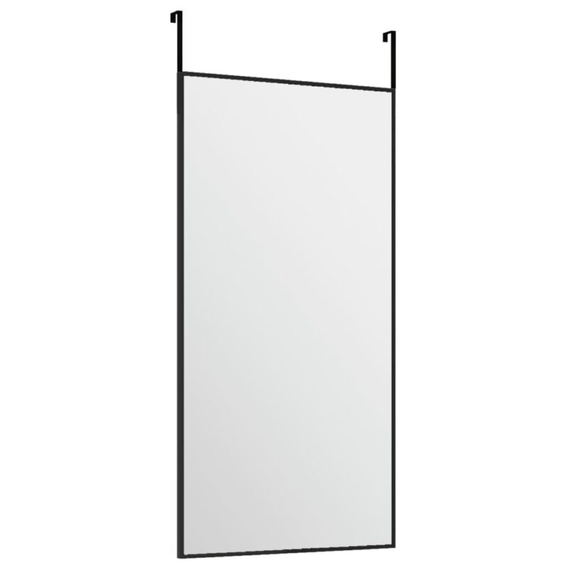 Ogledalo za vrata crno 30 x 60 cm od stakla i aluminija - Slika 3