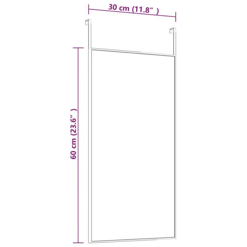 Ogledalo za vrata crno 30 x 60 cm od stakla i aluminija - Slika 4