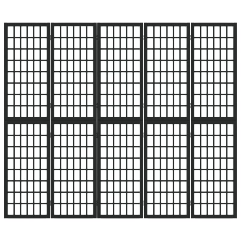 Sklopiva sobna pregrada 5 panela japanski stil 200x170 cm crna - Slika 3