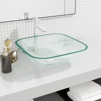 Umivaonik stakleni 42 x 42 x 14 cm prozirni