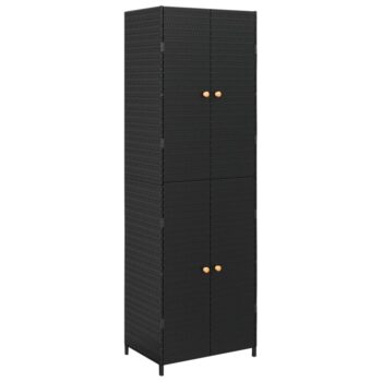Vrtni ormarić za pohranu crni 59 x 40 x 180 cm od poliratana