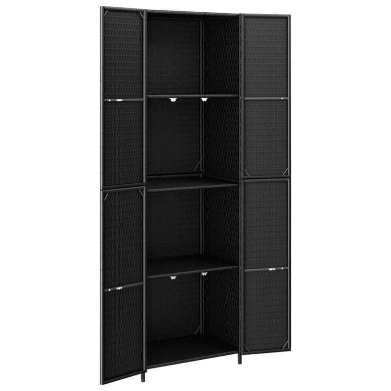 Vrtni ormarić za pohranu crni 59 x 40 x 180 cm od poliratana - Slika 3