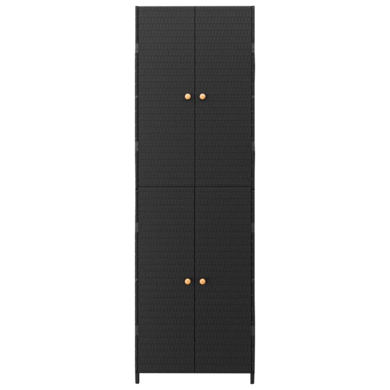 Vrtni ormarić za pohranu crni 59 x 40 x 180 cm od poliratana - Slika 4