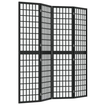 Sklopiva sobna pregrada 4 panela japanski stil 160x170 cm crna