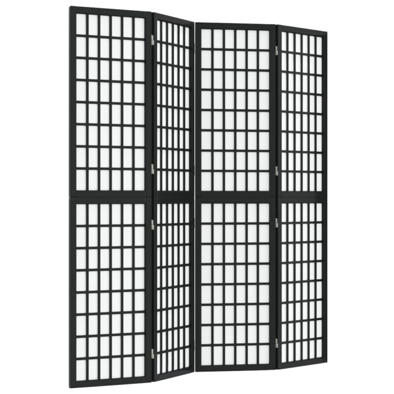 Sklopiva sobna pregrada 4 panela japanski stil 160x170 cm crna