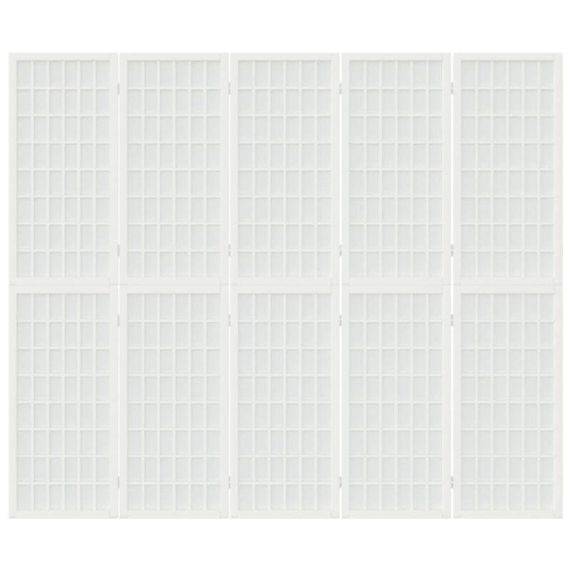 Sklopiva sobna pregrada 5 panela japanski stil 200x170cm bijela - Slika 3