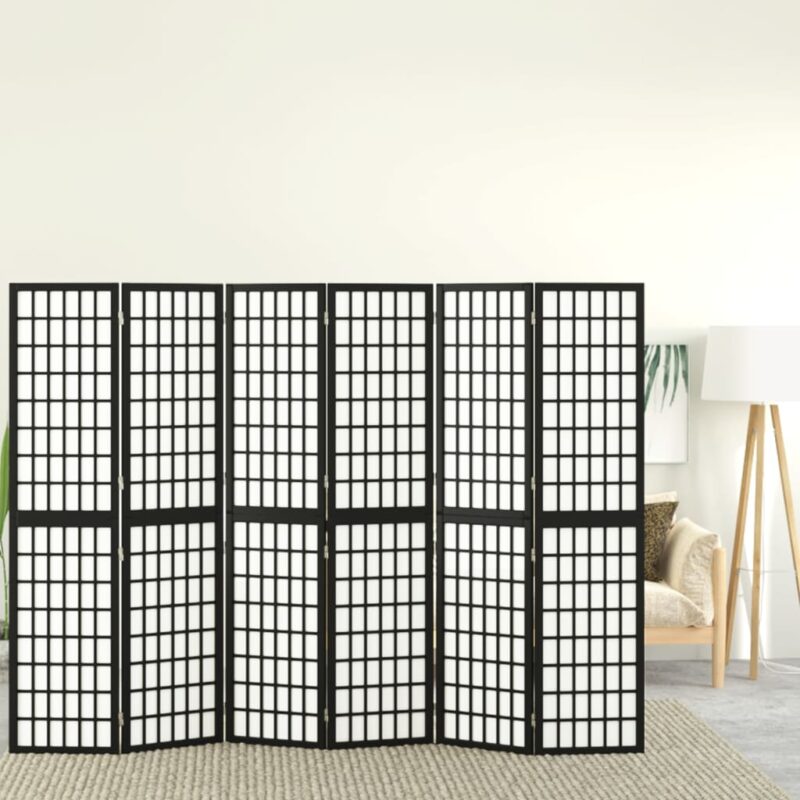 Sklopiva sobna pregrada 6 panela japanski stil 240x170 cm crna