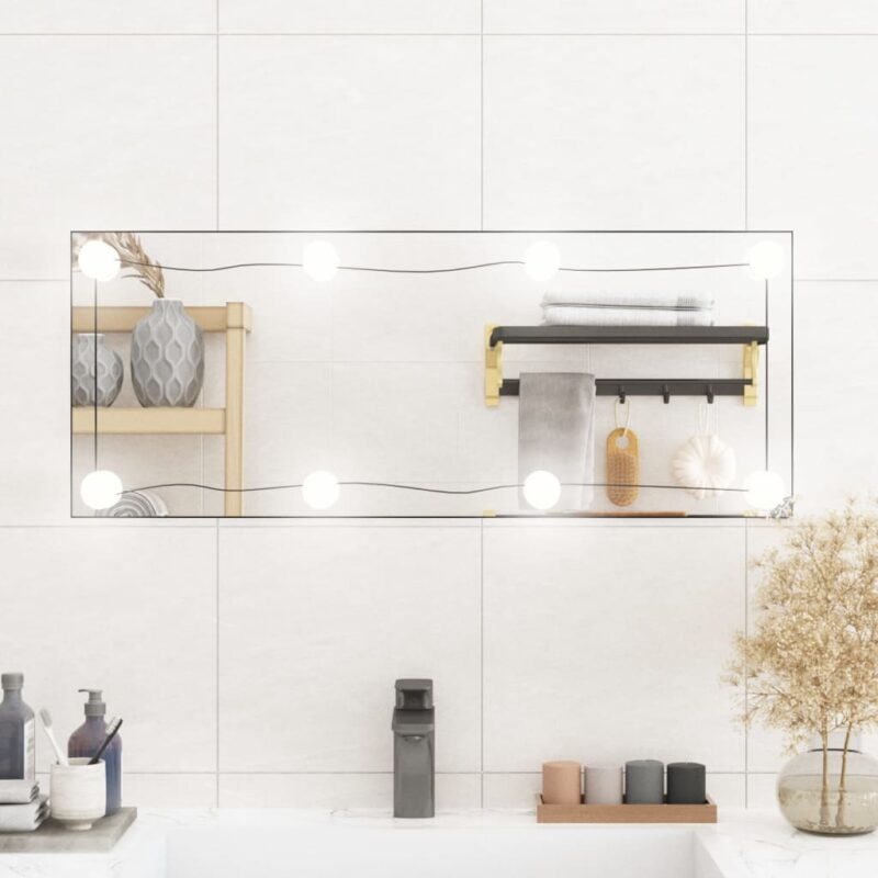 Zidno ogledalo s LED svjetlima 30 x 80 cm stakleno pravokutno