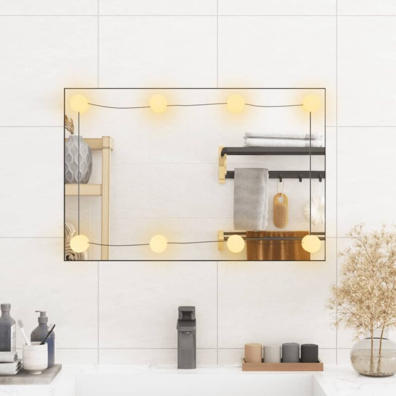 Zidno ogledalo s LED svjetlima 40x60 cm stakleno pravokutno - Slika 3