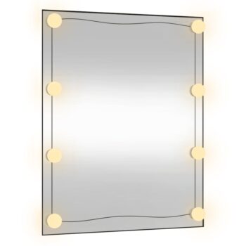 Zidno ogledalo s LED svjetlima 50 x 60 cm stakleno pravokutno