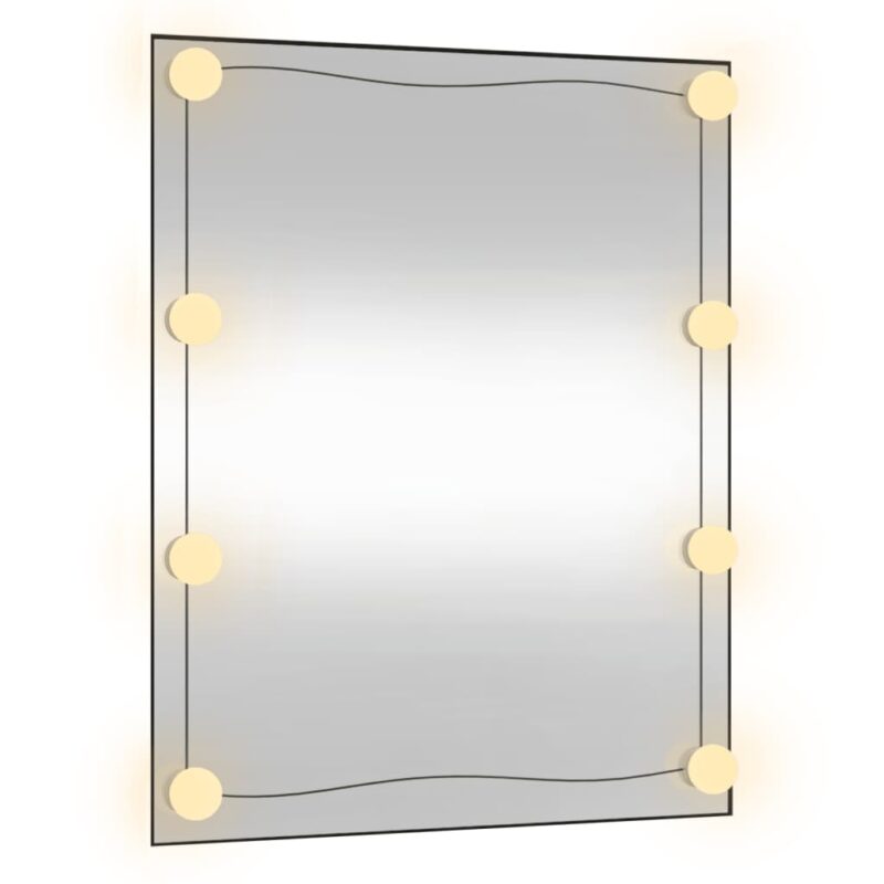 Zidno ogledalo s LED svjetlima 50 x 60 cm stakleno pravokutno
